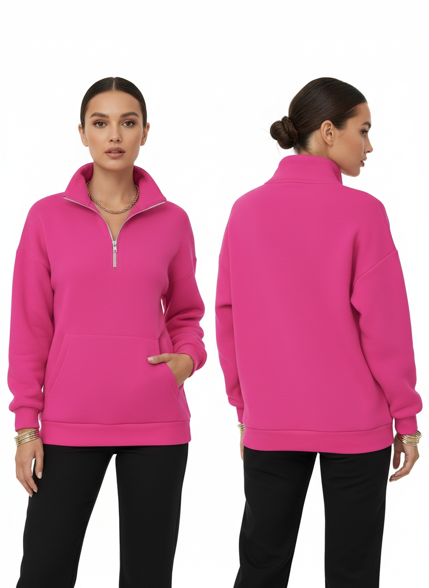 Noya - Comfortabele Pullover Sweatshirt met Ritskraag