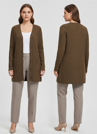 Noya - Gebreid Vest met Knoopsluiting en Steekzakken